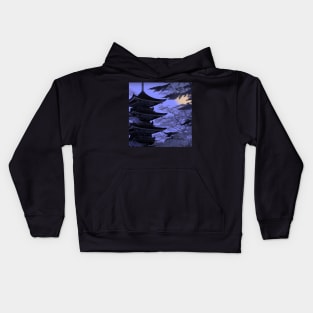 Japanese temple at night Kids Hoodie